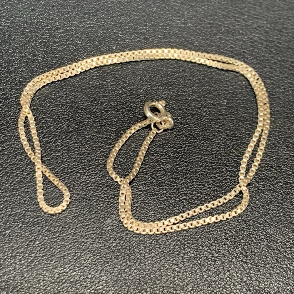 Vintage Sterling 925 Silver Box Chain 1.4 mm Signed, 16”